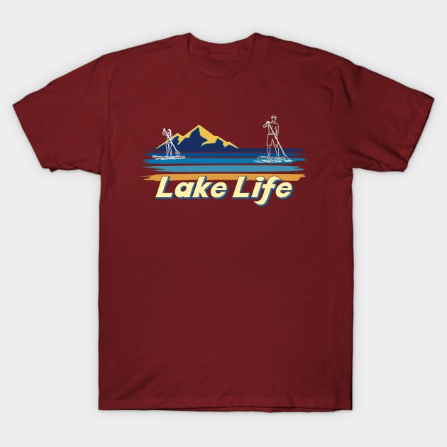 Lake Life Paddleboard SUP paddling T-Shirt by Surfer Dave Designs